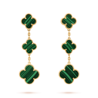 [Clover Jewelrys]CLOVER MALACHITE 3 MOTIFS GOLD