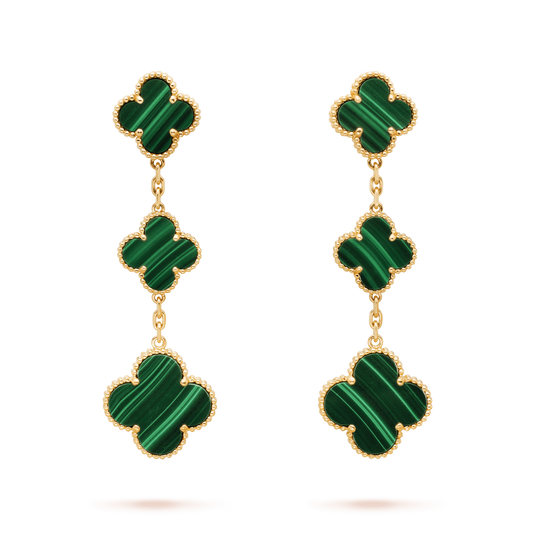 [Clover Jewelrys]CLOVER MALACHITE 3 MOTIFS GOLD