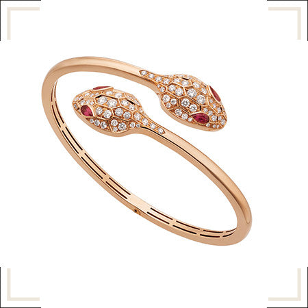 [Clover Jewelrys]SERPENTI BRACELET PINK GOLD DIAMOND DOUBLE SNAKE