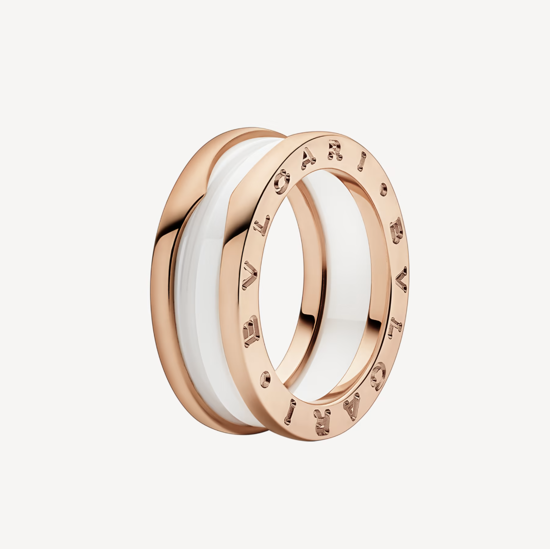 [Clover Jewelrys]ZERO 1 TWO-BAND LOOPS AND WHITE CERAMIC SPIRAL PINK GOLD RING