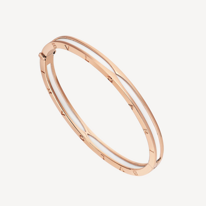 [Clover Jewelrys]ZERO 1 PINK GOLD WITH WHITE CERAMIC BRACELET