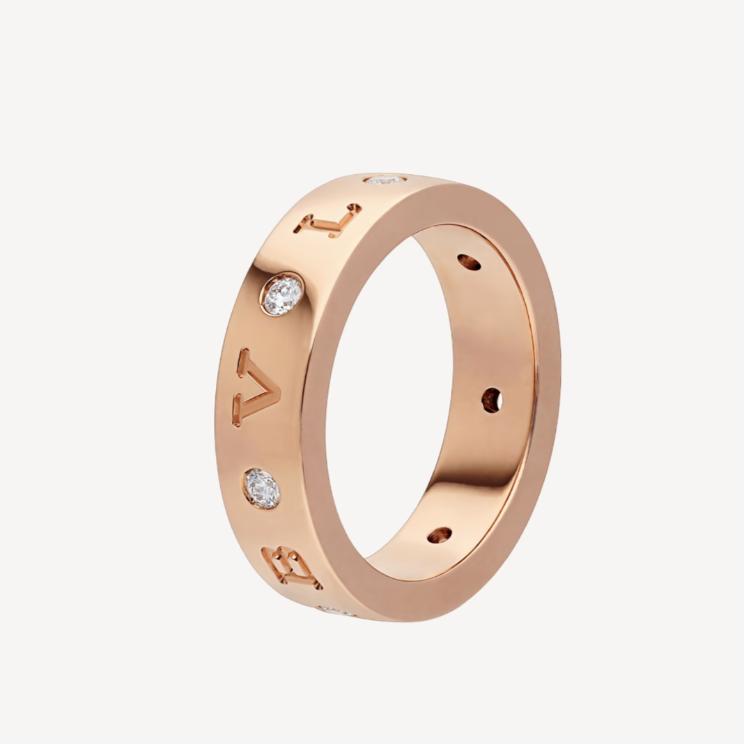 [Clover Jewelrys]ZERO 1 ESSENTIAL PINK GOLD BAND WITH DIAMONDS RING