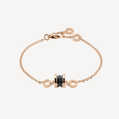 [Clover Jewelrys]ZERO 1 SOFT PINK GOLD AND BLACK CERAMIC BRACELET