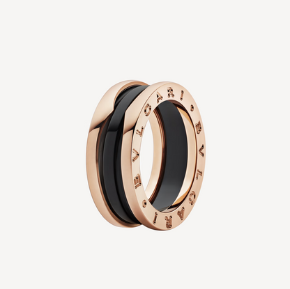 [Clover Jewelrys]ZERO 1 TWO-BAND LOOPS AND BLACK CERAMIC PINK GOLD RING