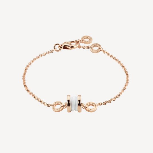 [Clover Jewelrys]ZERO 1 SOFT PINK GOLD AND WHITE CERAMIC BRACELET