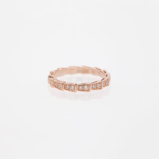 [Clover Jewelrys]SERPENTI RING PINK GOLD DIAMOND PAVED 3MM