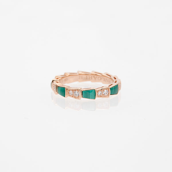 [Clover Jewelrys]SERPENTI RING PINK GOLD MALACHITE DIAMOND 3MM