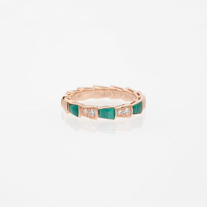 [Clover Jewelrys]SERPENTI RING PINK GOLD MALACHITE DIAMOND 3MM