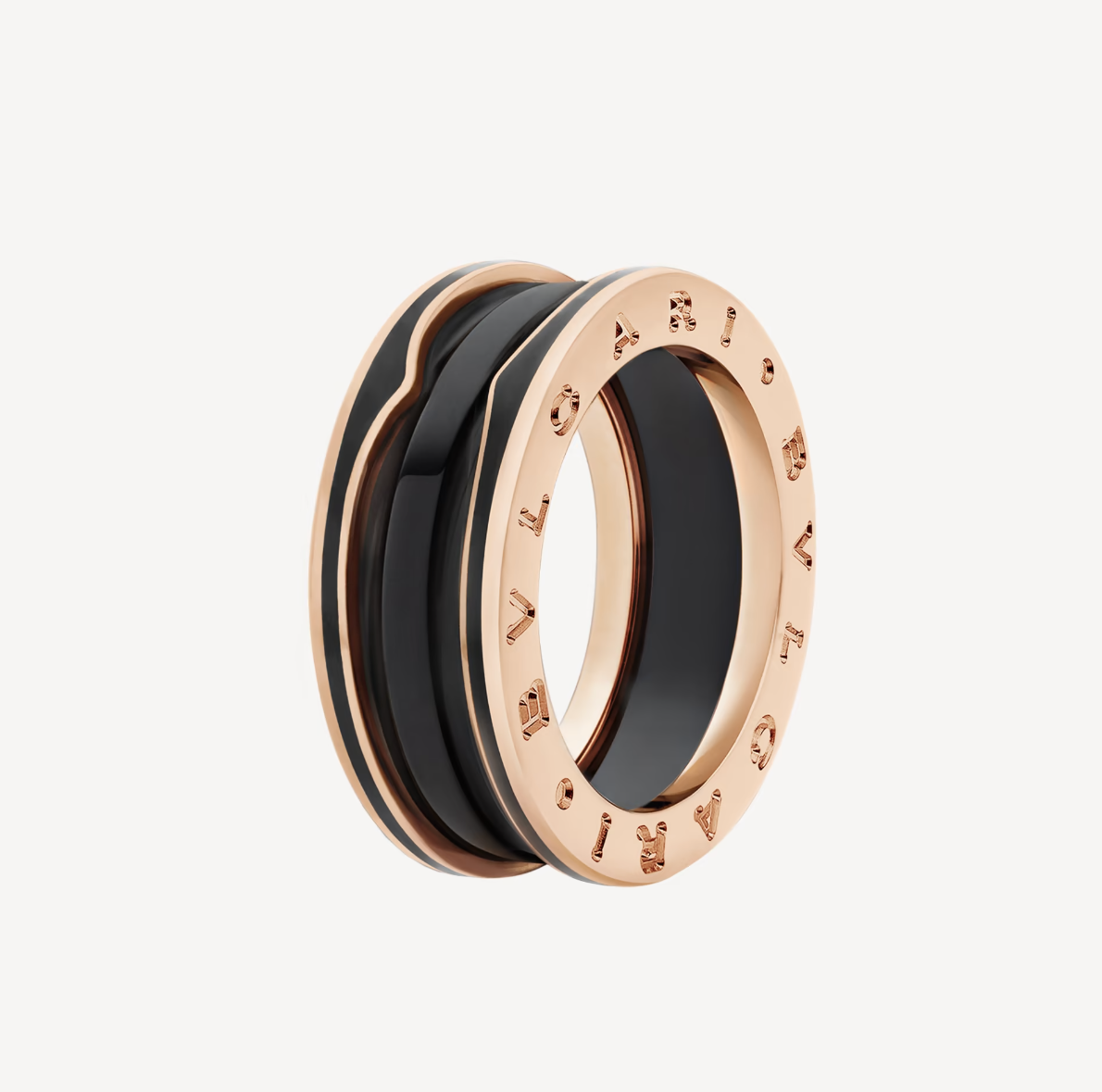 [Clover Jewelrys]ZERO 1 TWO-BAND WITH MATTE BLACK CERAMIC PINK GOLD RING