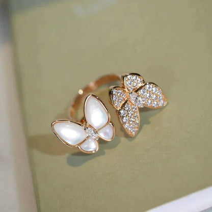 [Clover Jewelrys]TWIN BUTTERFLY DIAMOND MOP RING