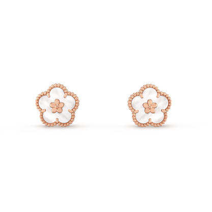 [Clover Jewelrys]LUCKY PINK GOLD WHITE MOP EARRINGS