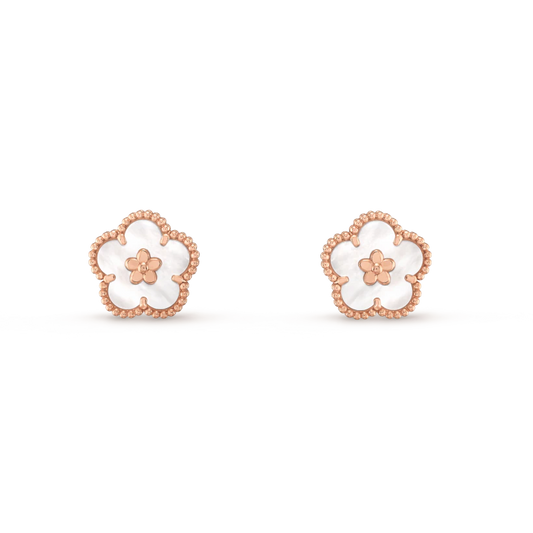 [Clover Jewelrys]LUCKY PINK GOLD WHITE MOP EARRINGS