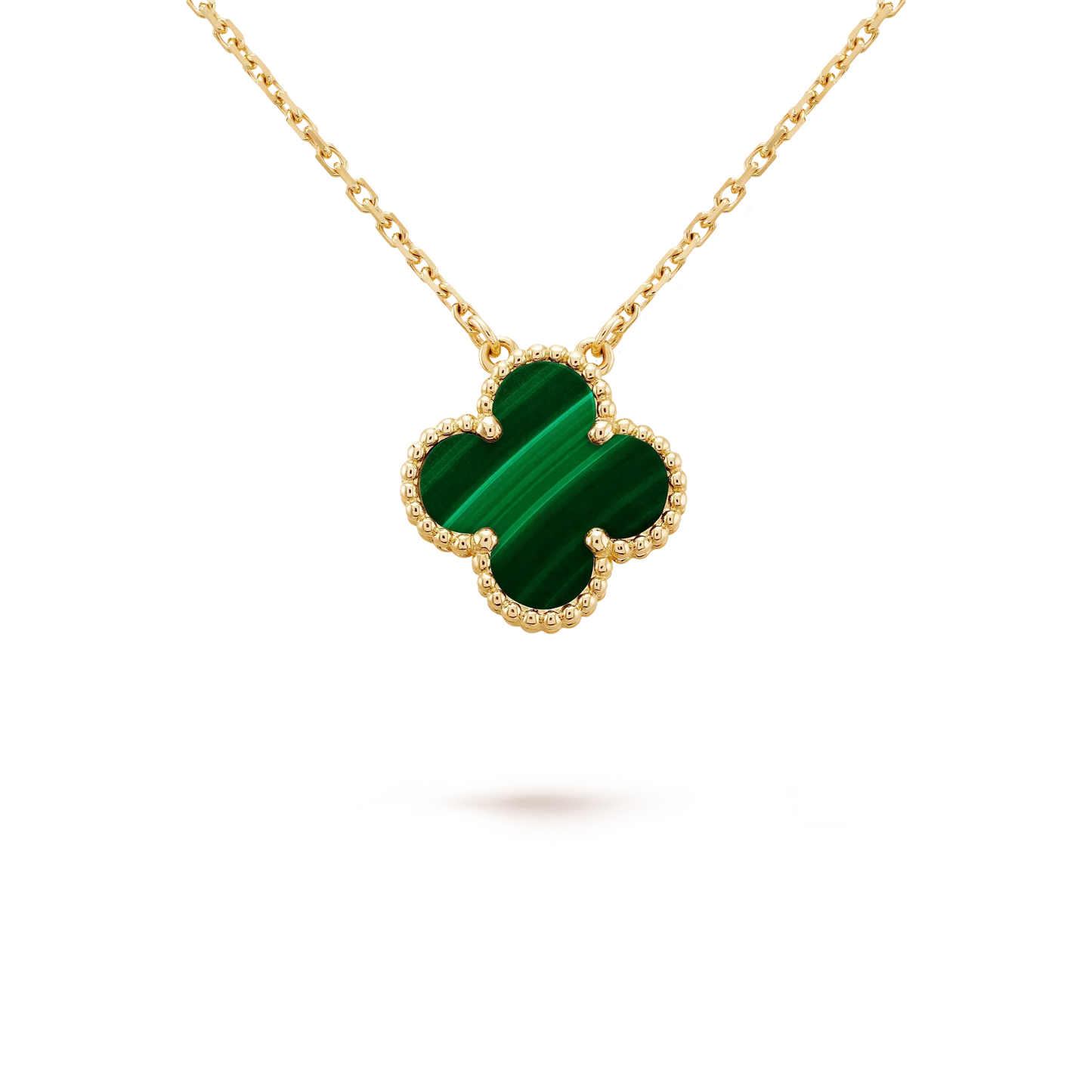 [Clover Jewelrys]CLOVER 15MM MALACHITE SINGLE FLOWER  NECKLACE