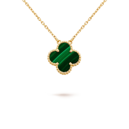 [Clover Jewelrys]CLOVER 15MM MALACHITE SINGLE FLOWER  NECKLACE