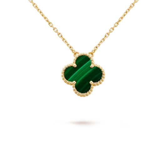 [Clover Jewelrys]CLOVER 15MM MALACHITE SINGLE FLOWER  NECKLACE