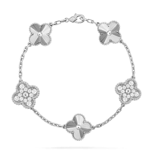 [Clover Jewelrys]CLOVER 5 MOTIF SILVER DIAMOND BRACELET