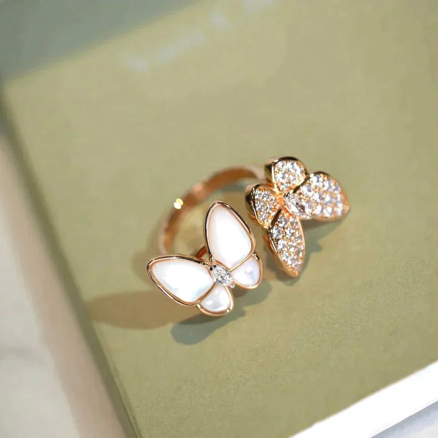 [Clover Jewelrys]TWIN BUTTERFLY DIAMOND MOP RING