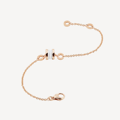 [Clover Jewelrys]ZERO 1 SOFT PINK GOLD AND WHITE CERAMIC BRACELET