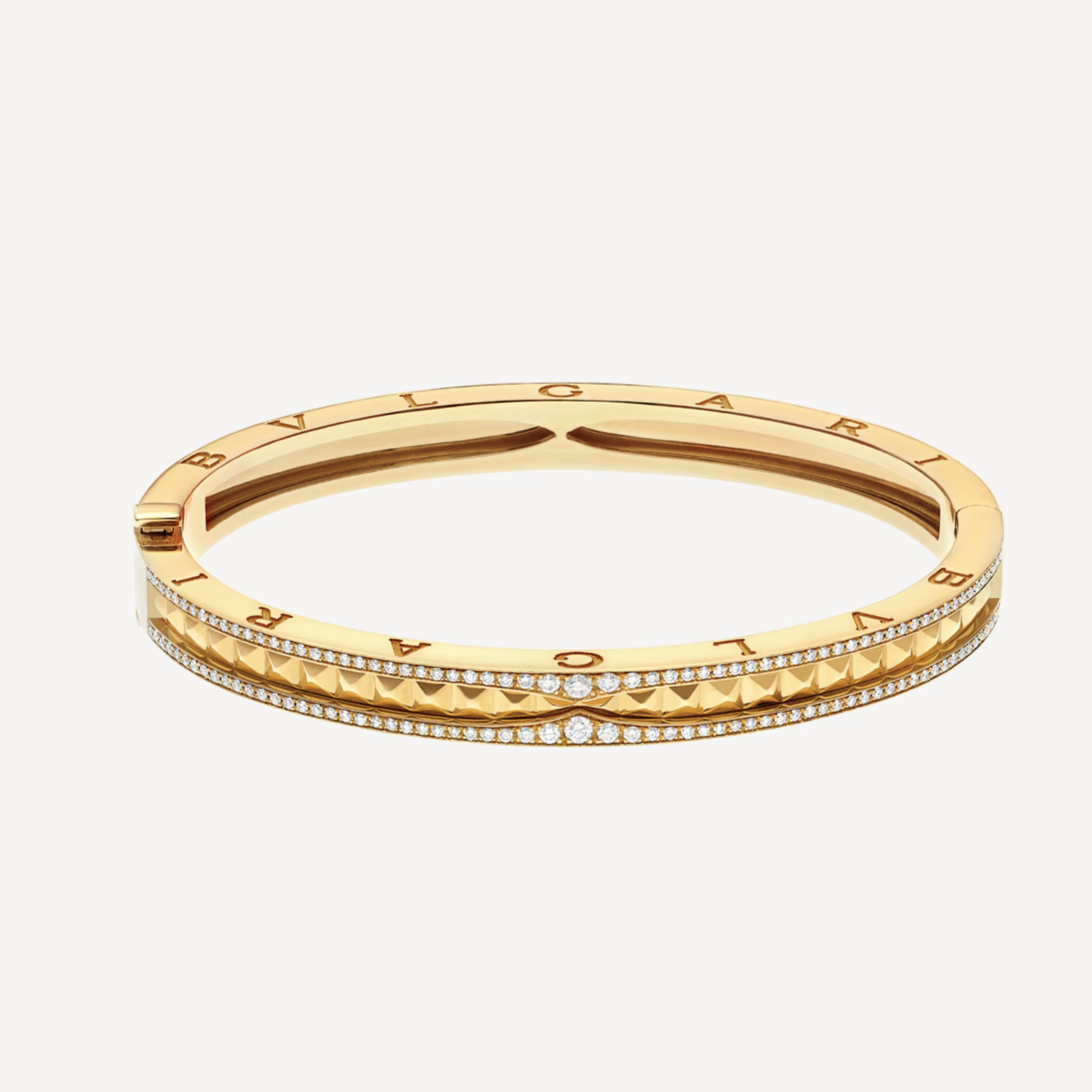 [Clover Jewelrys]ZERO 1 SPIRAL AND PAVED DIAMOND GOLD BRACELET