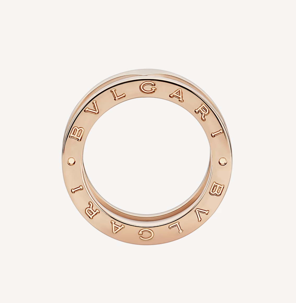 [Clover Jewelrys]ZERO 1 TWO-BAND LOOPS AND WHITE CERAMIC SPIRAL PINK GOLD RING