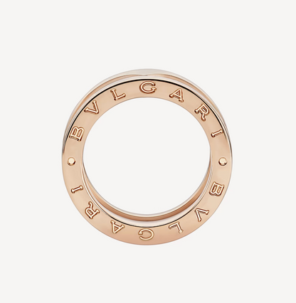 [Clover Jewelrys]ZERO 1 TWO-BAND LOOPS AND WHITE CERAMIC SPIRAL PINK GOLD RING