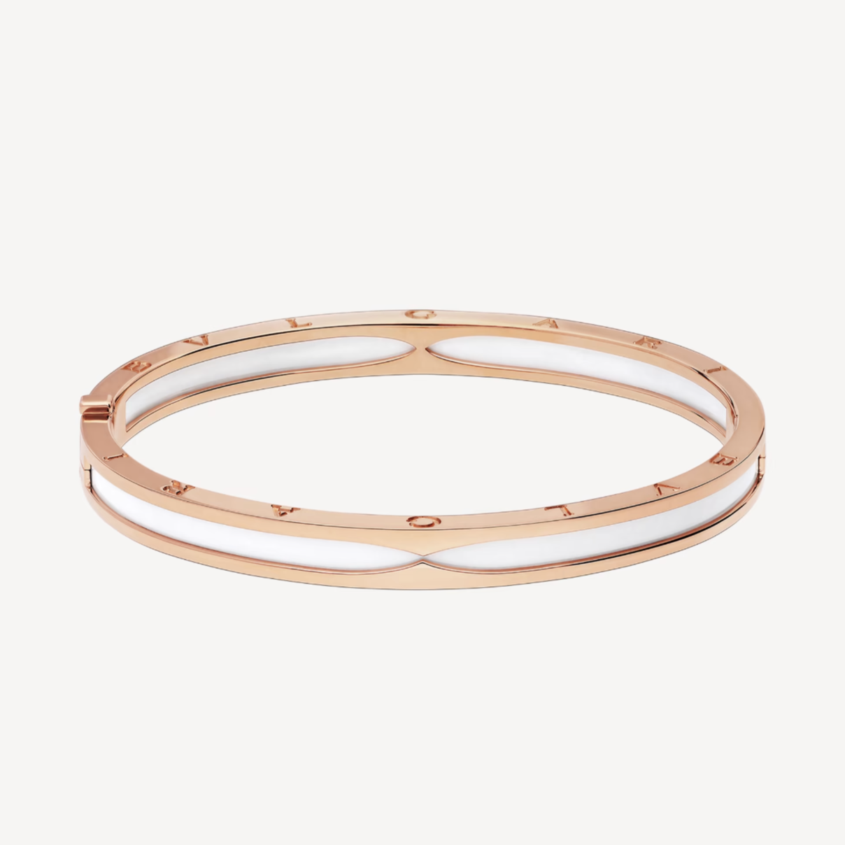 [Clover Jewelrys]ZERO 1 PINK GOLD WITH WHITE CERAMIC BRACELET