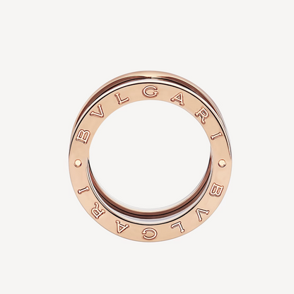 [Clover Jewelrys]ZERO 1 FOUR-BAND LOOPS AND BLACK CERAMIC SPIRAL PINK GOLD RING