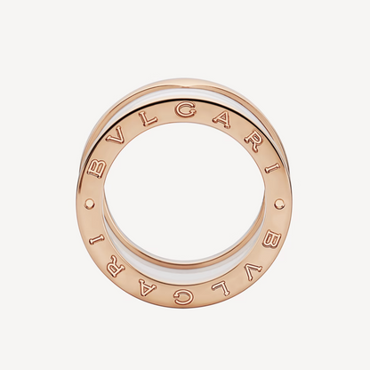 [Clover Jewelrys]ZERO 1 FOUR-BAND LOOPS AND WHITE CERAMIC SPIRAL PINK GOLD RING