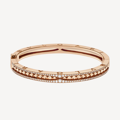 [Clover Jewelrys]ZERO 1 SPIRAL AND PAVED DIAMOND PINK GOLD BRACELET