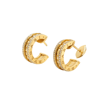 [Clover Jewelrys]ZERO 1 ROCK GOLD EARRINGS WITH STUDDED SPIRAL AND PAVED DIAMONDS