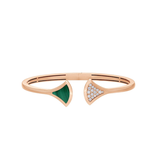 [Clover Jewelrys]DREAM BRACELET OPEN MALACHITE PINK GOLD