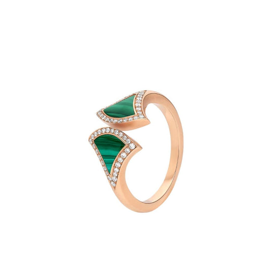 [Clover Jewelrys]DREAM MALACHITE DIAMOND OPEN RING