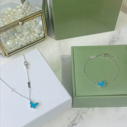 [Clover Jewelrys]BUTTERFLY TURQUOISE BUTTERFLY BRACELET SILVER