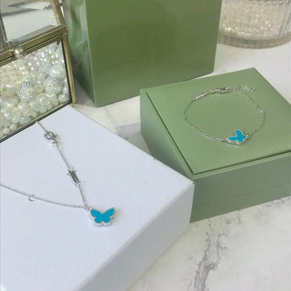 [Clover Jewelrys]BUTTERFLY TURQUOISE BUTTERFLY BRACELET SILVER