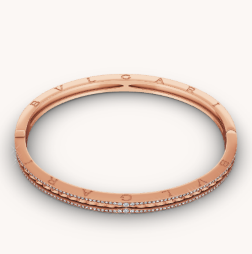 [Clover Jewelrys]ZERO 1 SPIRAL AND PAVED DIAMOND PINK GOLD BRACELET