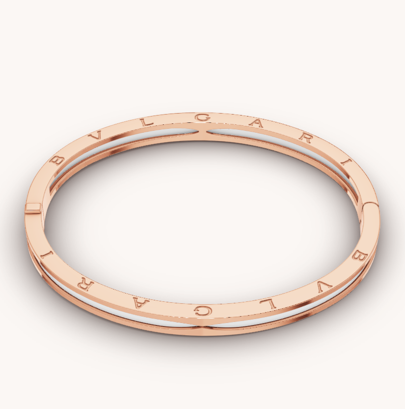 [Clover Jewelrys]ZERO 1 PINK GOLD WITH WHITE CERAMIC BRACELET