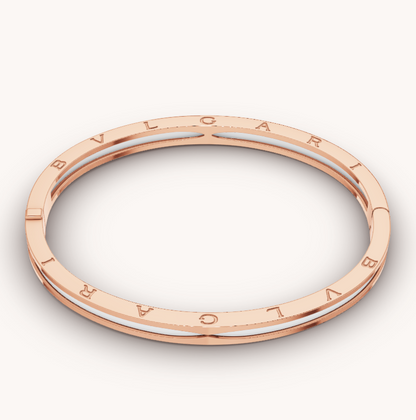 [Clover Jewelrys]ZERO 1 PINK GOLD WITH WHITE CERAMIC BRACELET