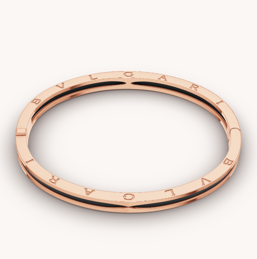 [Clover Jewelrys]ZERO 1 PINK GOLD WITH BLACK CERAMIC BRACELET