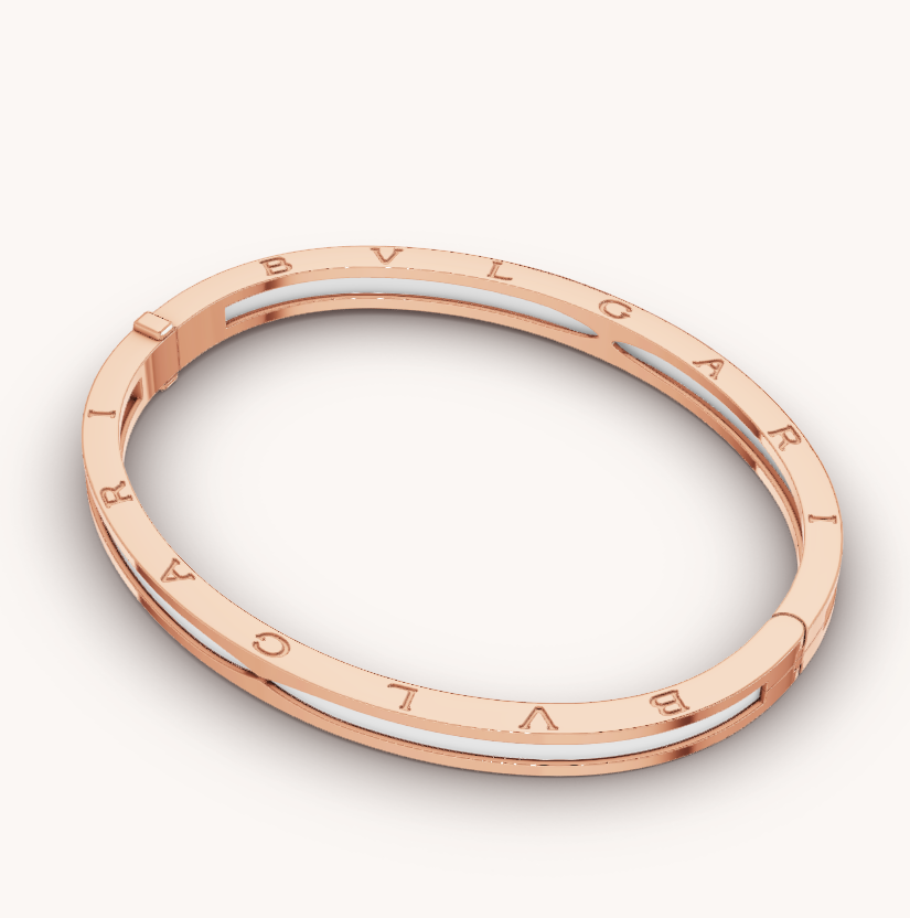 [Clover Jewelrys]ZERO 1 PINK GOLD WITH WHITE CERAMIC BRACELET