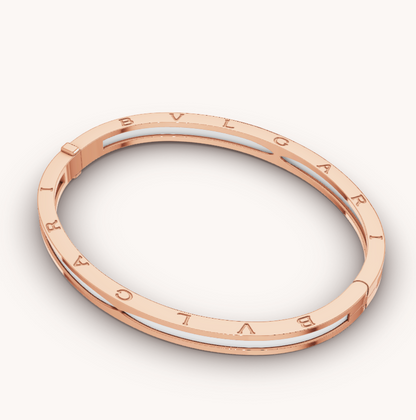 [Clover Jewelrys]ZERO 1 PINK GOLD WITH WHITE CERAMIC BRACELET