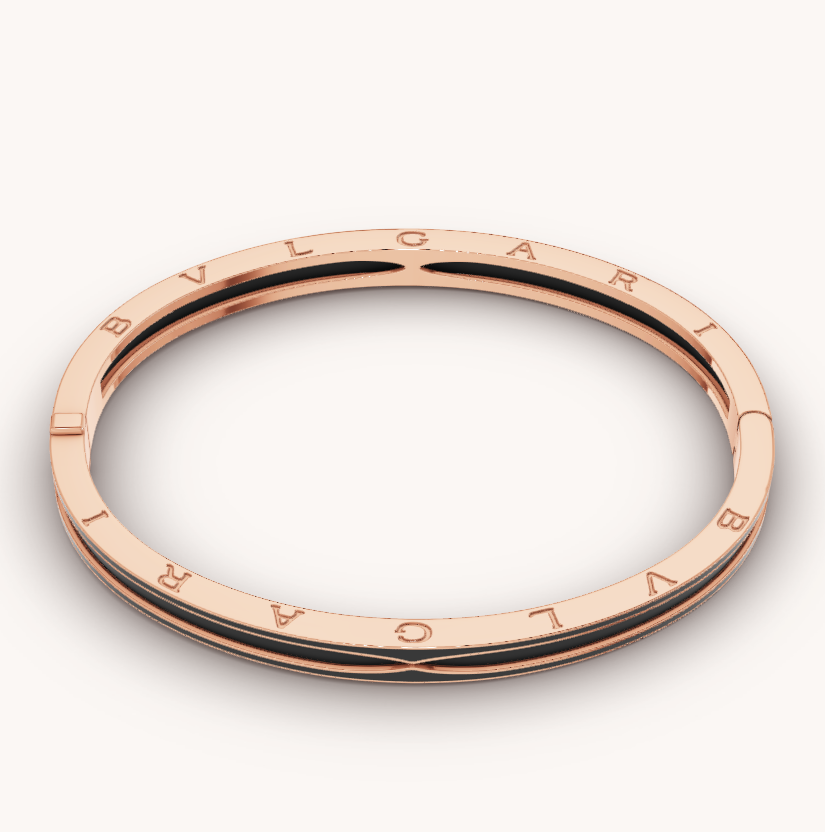 [Clover Jewelrys]ZERO 1 PINK GOLD WITH MATTE BLACK CERAMIC BRACELET