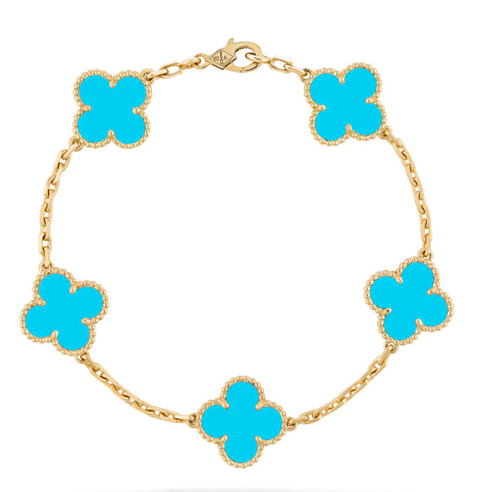 [Clover Jewelrys]CLOVER 5 MOTIFS TURQUOISE BRACELET