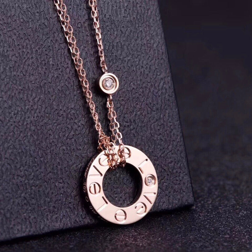 [Clover Jewelrys]LOVE NECKLACE 16MM 2 DIAMONDS