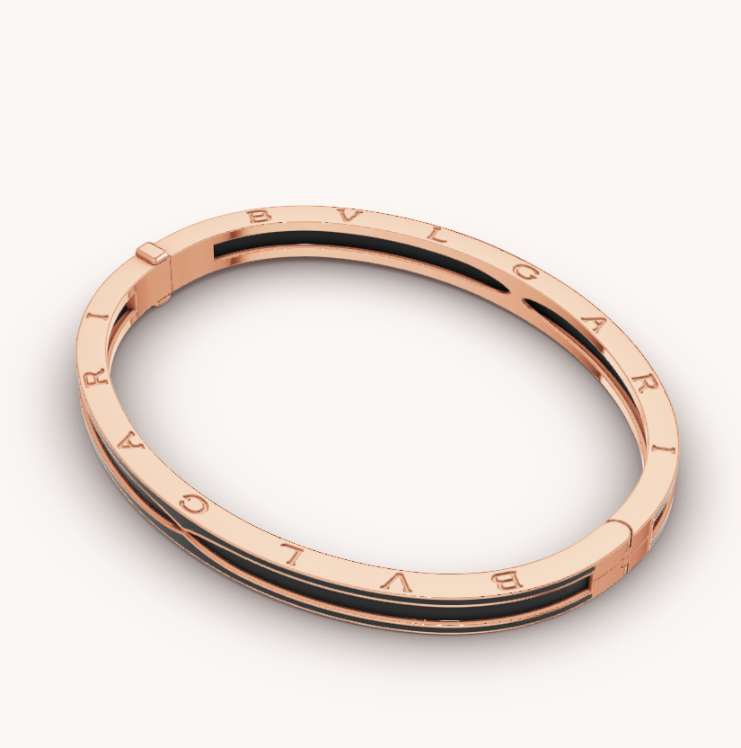 [Clover Jewelrys]ZERO 1 PINK GOLD WITH MATTE BLACK CERAMIC BRACELET