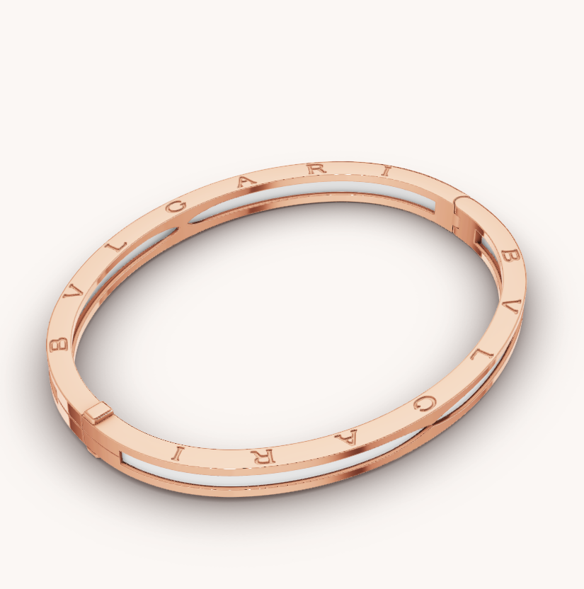 [Clover Jewelrys]ZERO 1 PINK GOLD WITH WHITE CERAMIC BRACELET