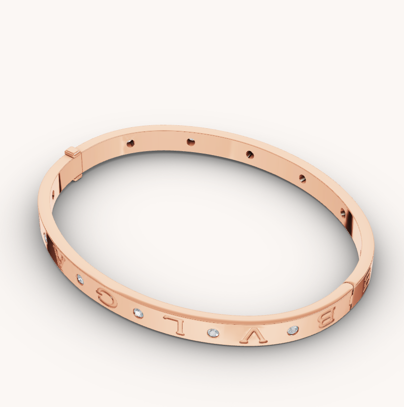 [Clover Jewelrys]ZERO 1 PINK GOLD 12 DIAMONDS BRACELET