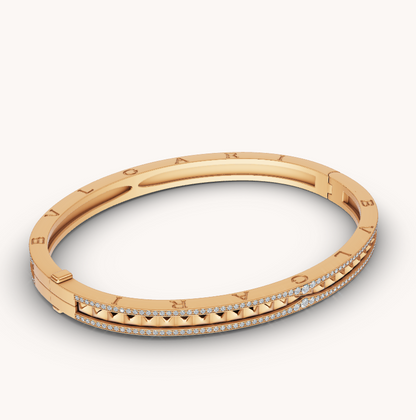 [Clover Jewelrys]ZERO 1 SPIRAL AND PAVED DIAMOND GOLD BRACELET