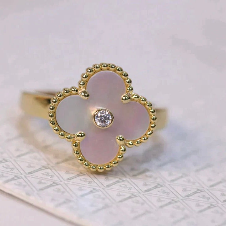 [Clover Jewelrys]CLOVER PINK MOP RING GOLD DIAMOND