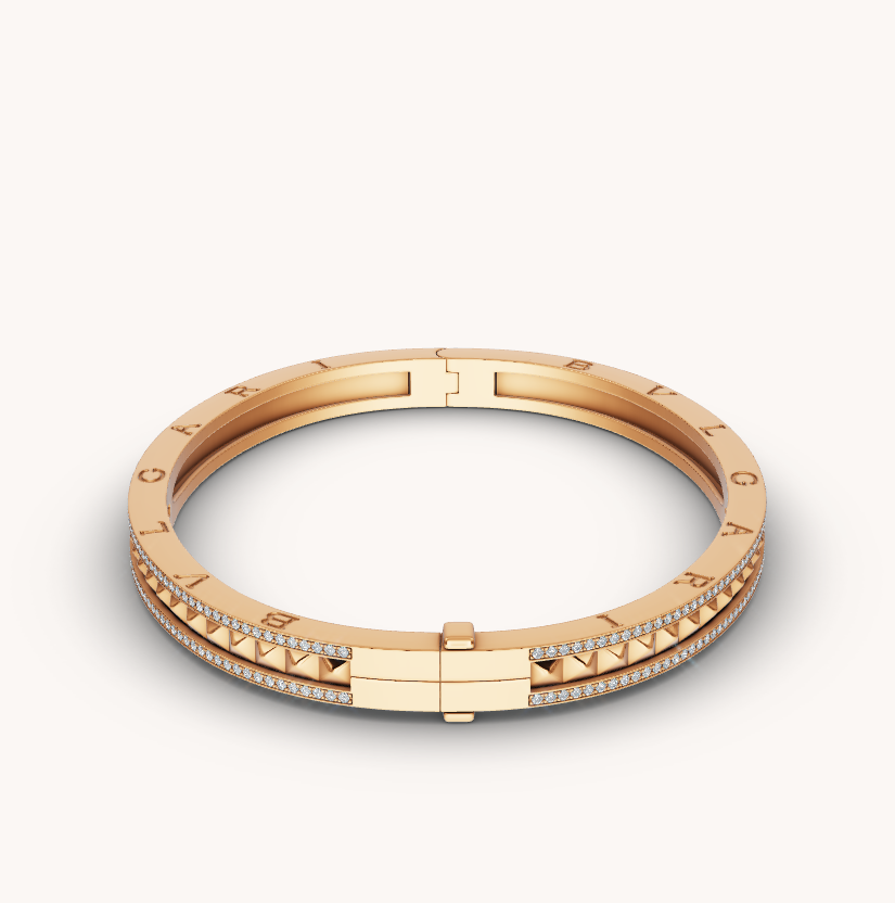 [Clover Jewelrys]ZERO 1 SPIRAL AND PAVED DIAMOND GOLD BRACELET