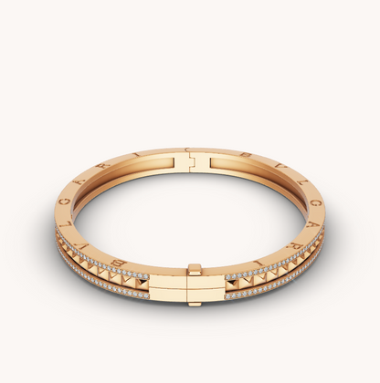 [Clover Jewelrys]ZERO 1 SPIRAL AND PAVED DIAMOND GOLD BRACELET